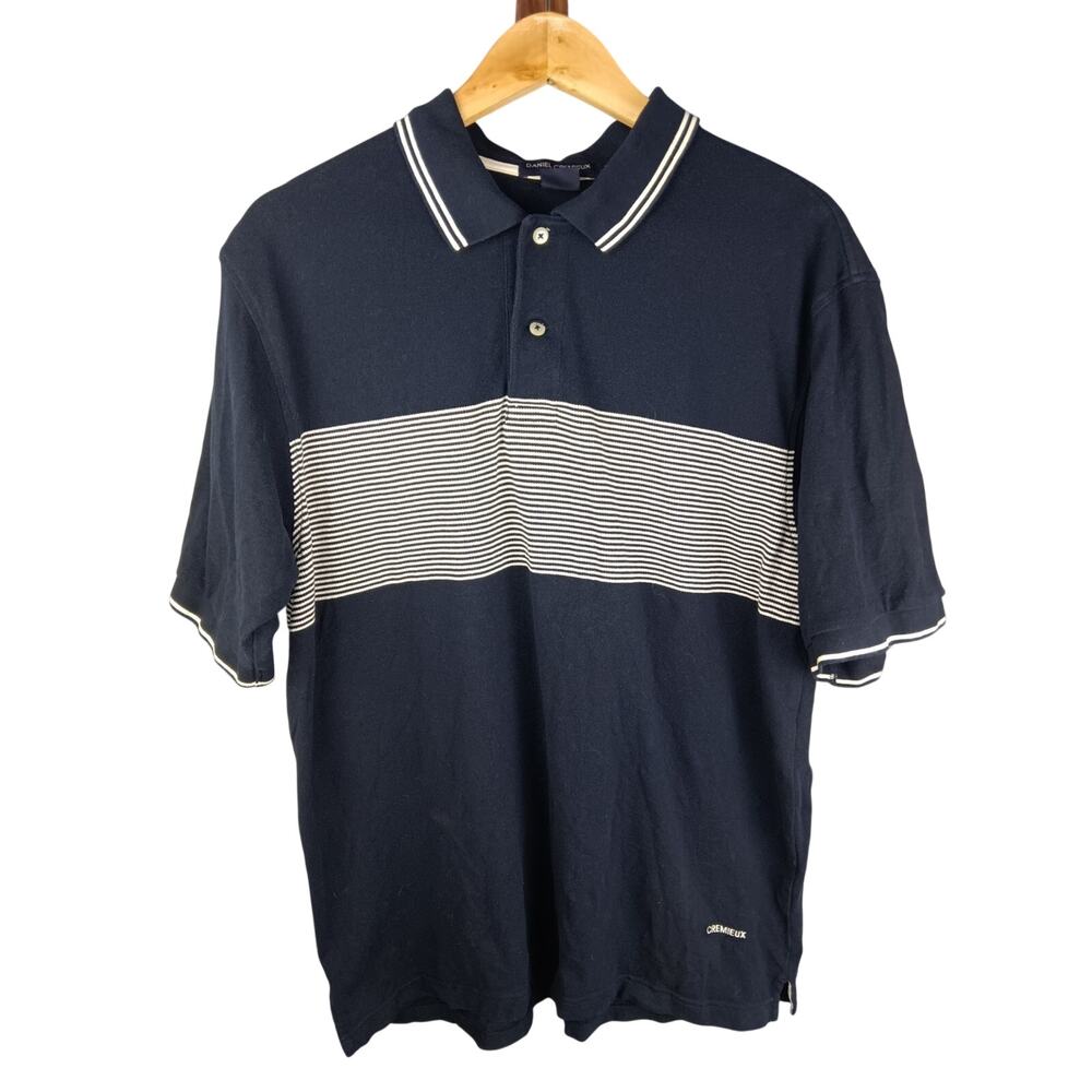 Daniel Cremieux Navy Polo with White Striped Chest and Trim